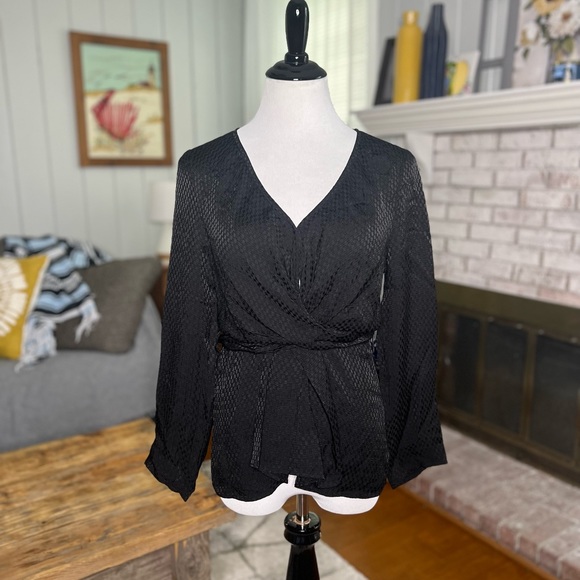 Tree And Horse Garden megara black deep v neck blouse - Picture 2 of 15